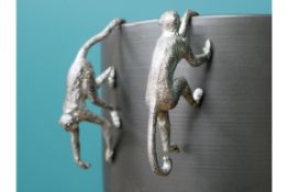 4 x Silver Spider Monkey Themed Pot Hangers