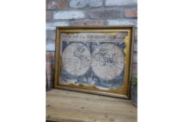 Antique Style World Map in Frame