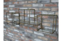 Aged Gold Wall Unit with Glass Shelves