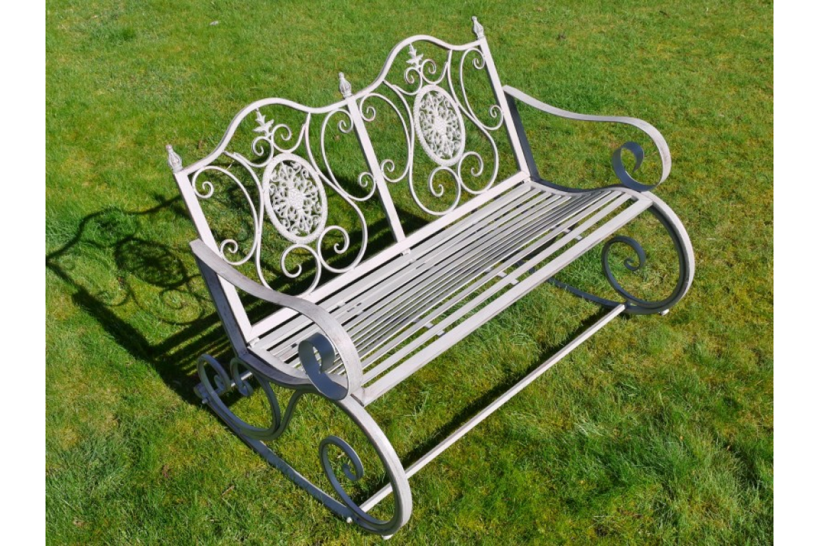 Antique Grey Rocking Garden Bench