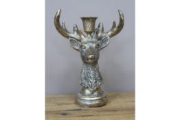 Set of 2 Antique Style Stag Candle Holders