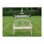 Rustic Cream Finish Garden Bench