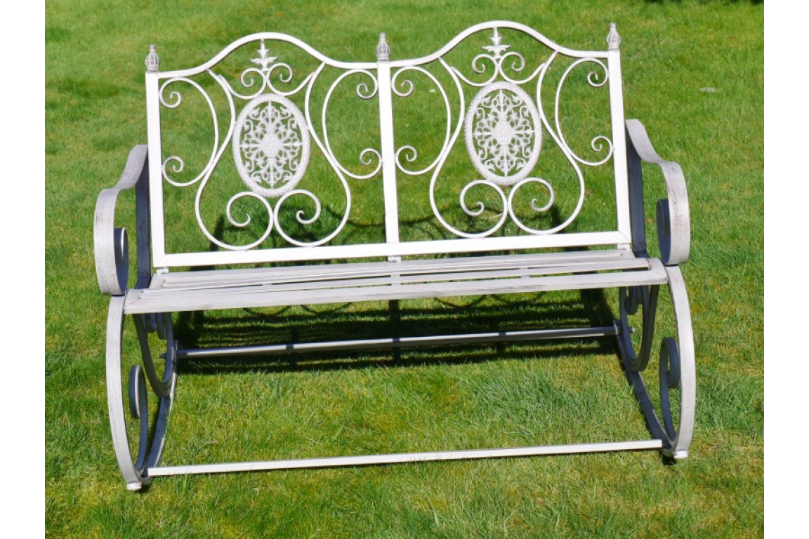 Antique Grey Rocking Garden Bench - Bild 2 aus 5