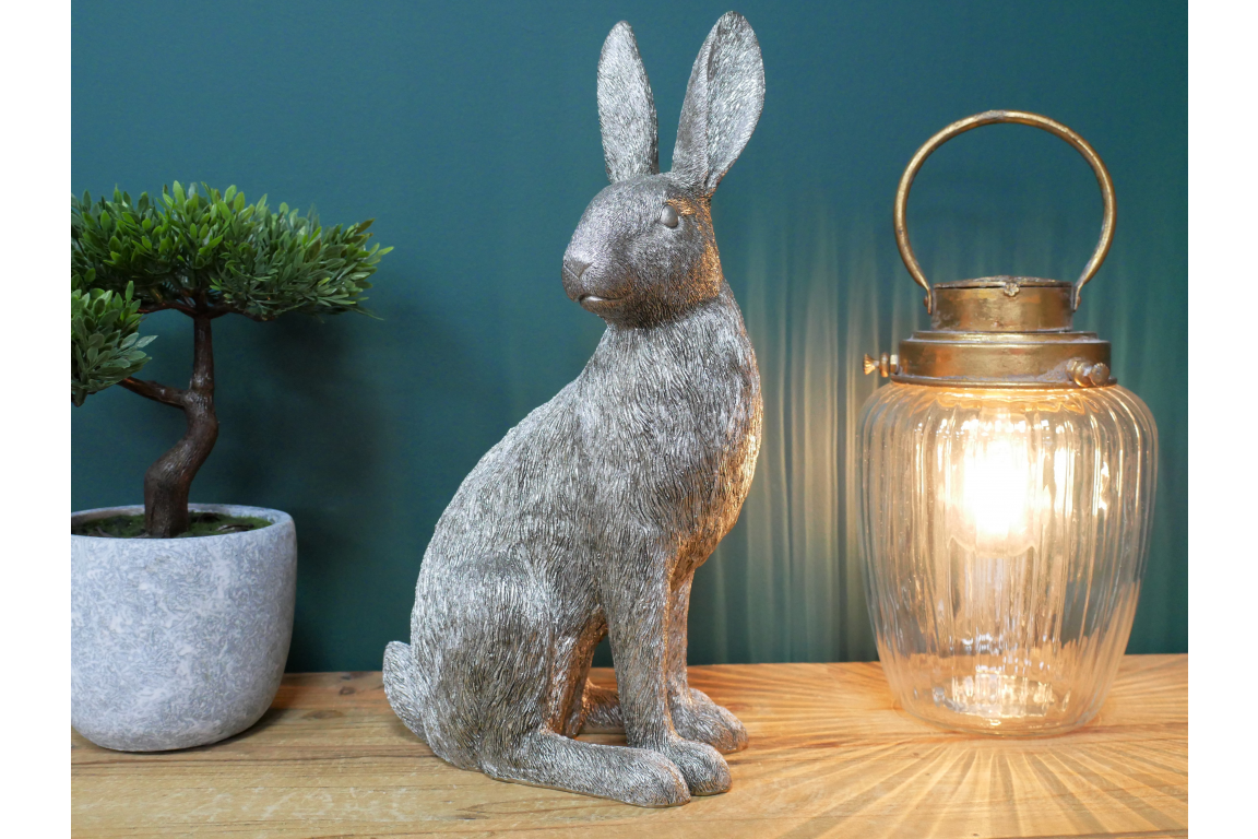 Large Silver Hare Themed Ornament