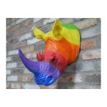 Multi Colour Rhino Head Wall Art