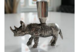 Set of 3 Aluminium Safari Candlesticks (Lion Rhino & Elephant)