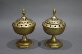 Pair of Antique Georgian Brass Incense Burners