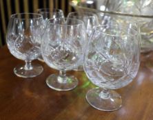 Set of 6 Stourbridge Cut Glass Brandy Balloons