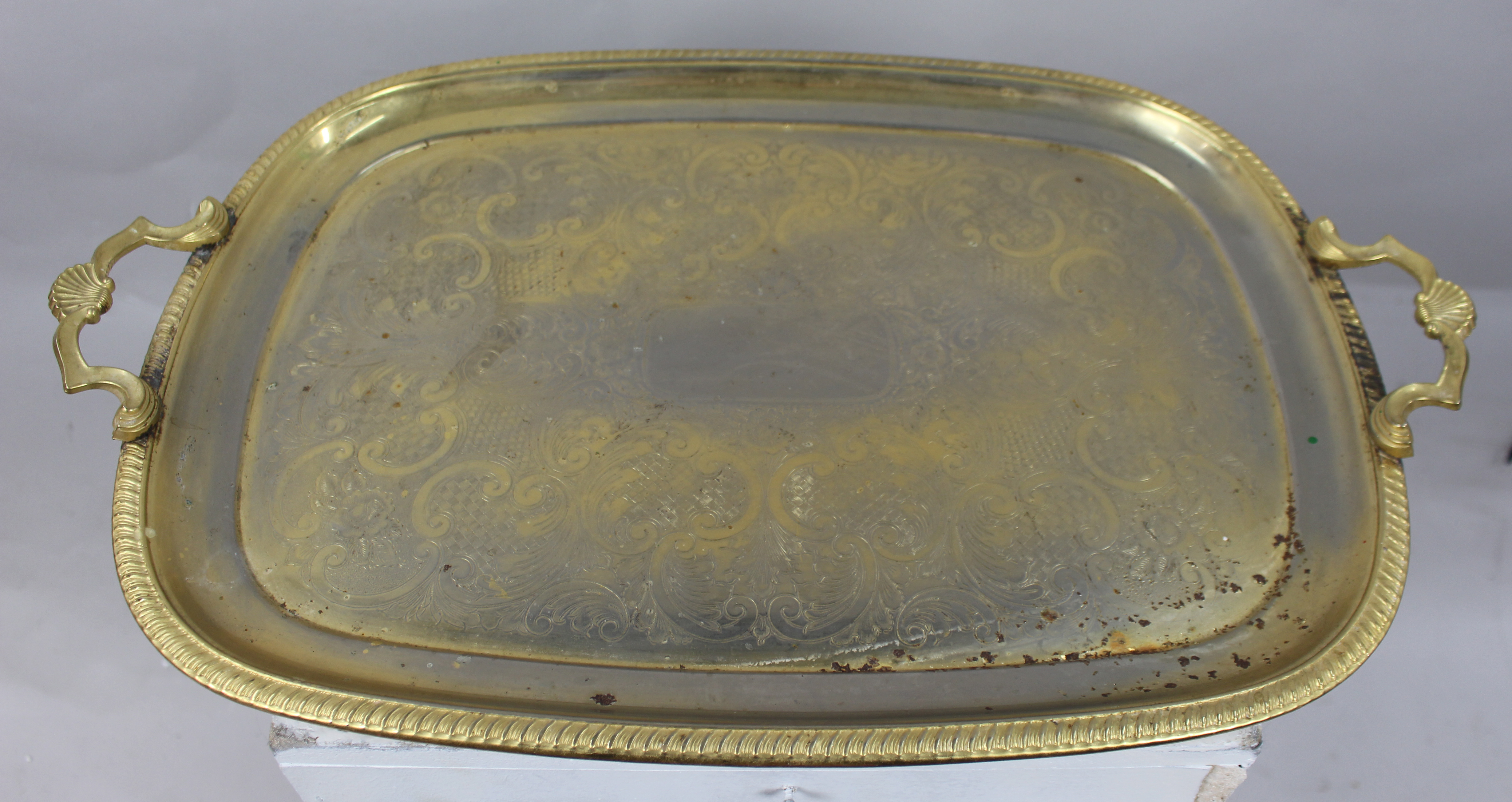 Large Vintage Gold Plated Tray