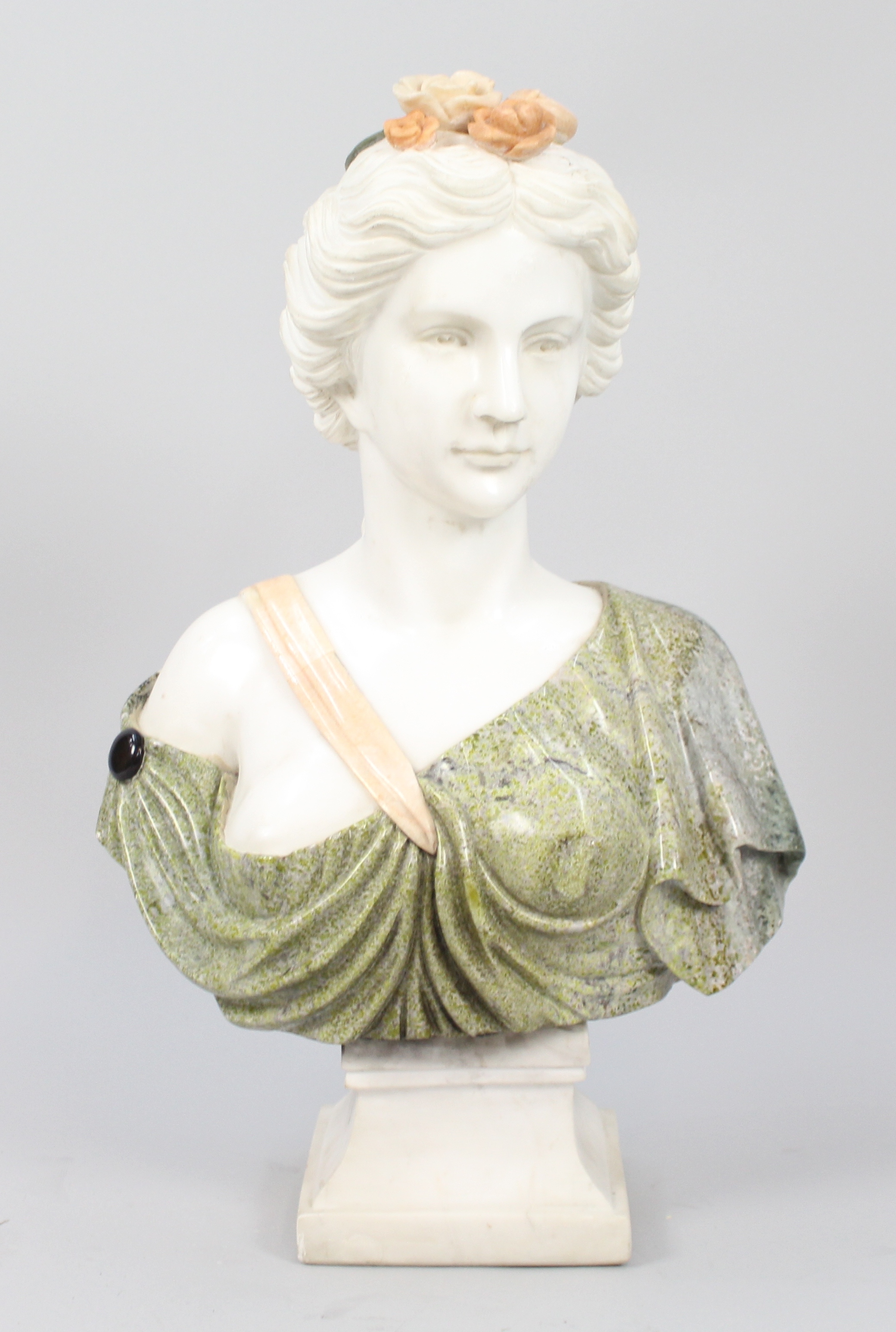 Carved Classical Marble Bust of Lady