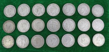 Collection of Half Crown Coins 1920-46 50% Ag #1