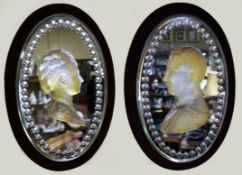 Pair of Mid 19th c. Victoria & Albert Carved Crystal Mirrored Plaques