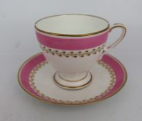 Grainger Worcester Pink & White Cup & Saucer