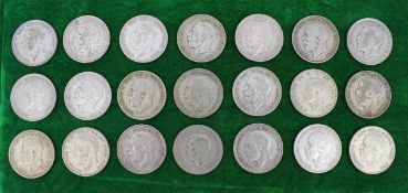 Collection of Half Crown Coins 1920-46 50% Ag #2