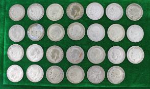 Collection of One Florin Coins 1920-46 50% Ag