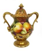 Coalport Hand Painted Fruit Pot Pourri by Michael Bates