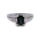 Emerald Cut Tourmaline 14ct White Gold Ring