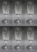 Set of 6 Tudor Crystal Burleigh Cut Flutes