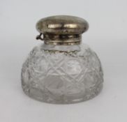 Vintage Silver Plated Crystal Inkwell