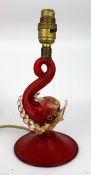 Murano Ruby Glass Dolphin Form Table Lamp