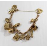 9ct Gold Vintage Charm Bracelet with 14 Charms