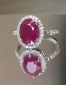 Beautiful Natural Burma Ruby 3.12CT With Natural Diamonds & 18k Gold