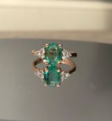 Beautiful 1.83 Carat Natural Emerald Ring With Natural Diamonds and 18k Gold