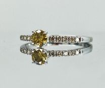 Beautiful Natural 0.44 CT Natural Solitaire champagne Diamond Ring With 18k Gold