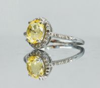 Beautiful Unheated Untreated Natural Ceylon yellow Sapphire Diamonds & 18k Gold