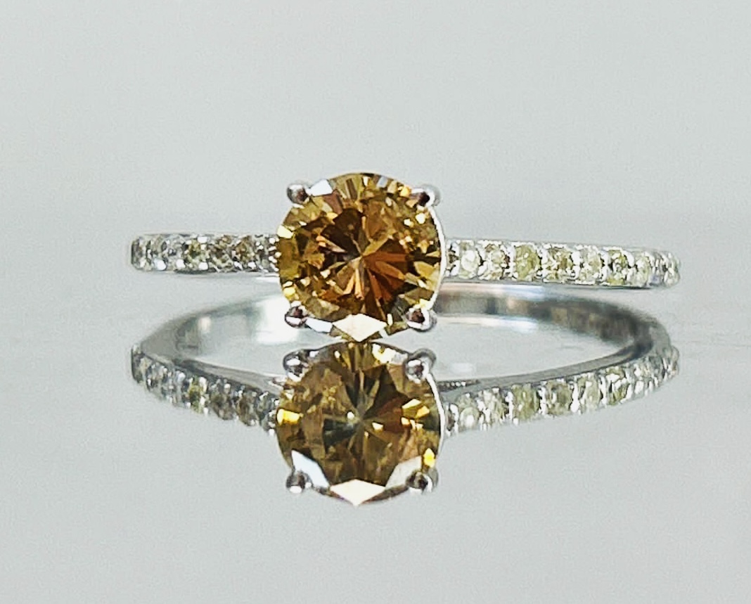 Beautiful Natural 0.82 CT Natural Solitaire champagne Diamond Ring With 18k Gold - Image 2 of 6