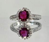 Natural Burma RubyUnheated/Untreated With Natural Diamonds & 18kGold