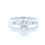 18ct White Gold Single Stone With Halo Setting Ring (0.51) 0.67 Carats