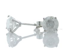9ct White Gold Single Stone Wire Set Diamond Earring 2.05 Carats