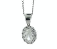 18ct White Gold Oval Cut Diamond Cluster Pendant (0.33) 0.48 Carats