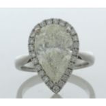 18ct White Gold Pear Cut Diamond Shoulder Set Ring (4.07) 4.57 Carats