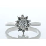 18ct White Gold Oval Cluster Diamond Ring (0.41) 0.61 Carats