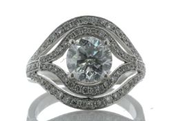 18ct White Gold Single Stone With Stone Set Shoulders Diamond Ring (2.01) 2.76 Carats