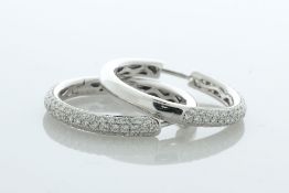 18ct White Gold Claw Set Hoop Diamond Earring 0.97 Carats