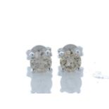 18ct White Gold Single Stone Prong Set Diamond Earring 1.22 Carats