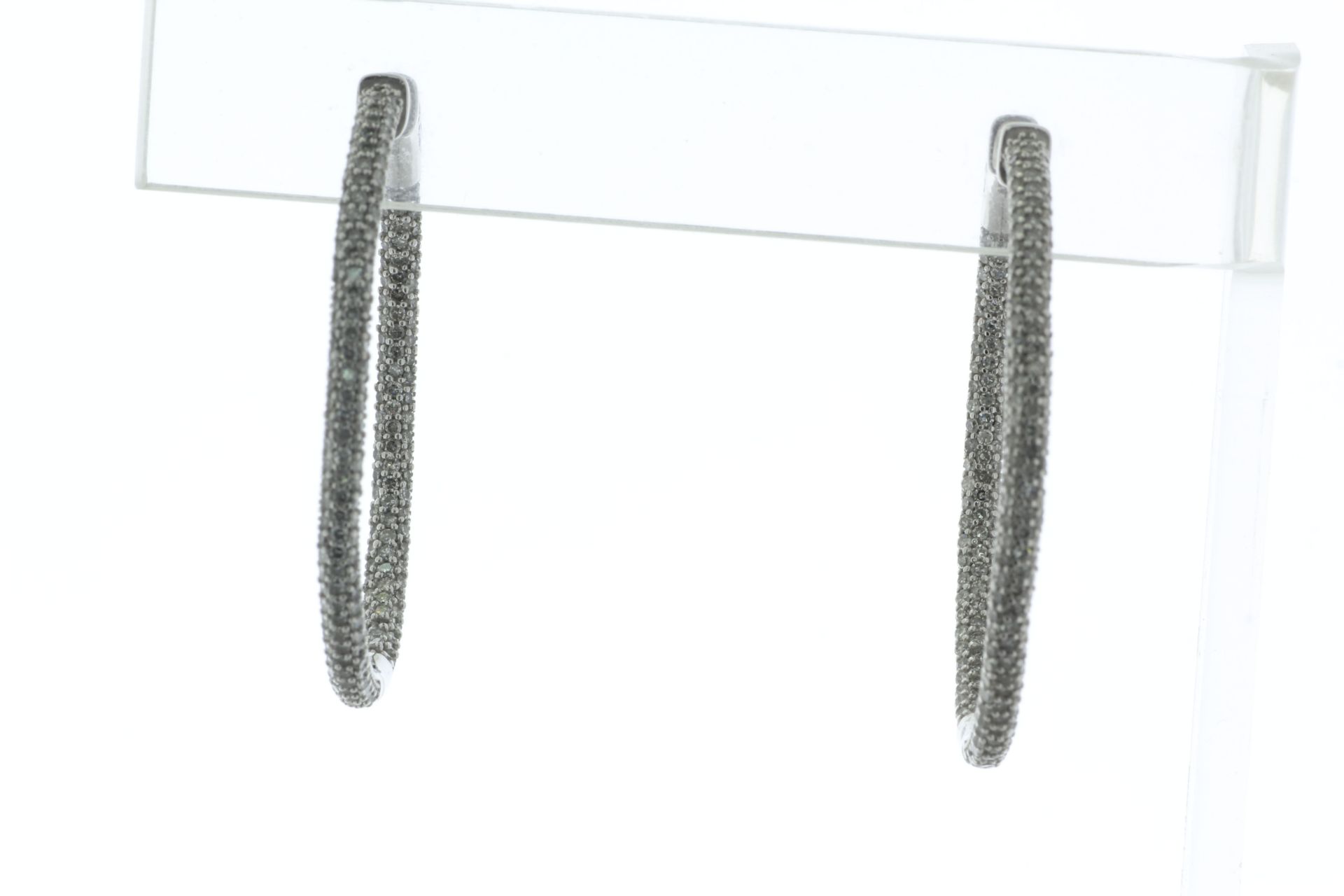 9ct White Gold Full Eternity Diamond Hoop Earrings 2.00 Carats - Image 3 of 7