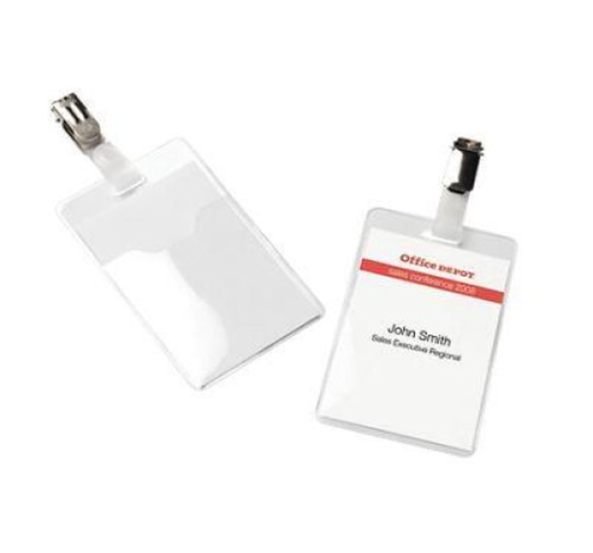 50 Office Depot Portrait ID Clip Badges RRP £19.99 per 50