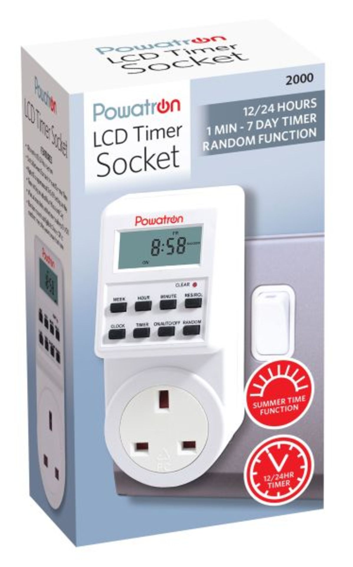 Powatron Electrical Plug In LCD Timer Socket