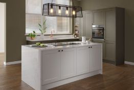 Wrens Calacatta Gloss Luxury Laminate Kitchen Island, RRP £560, 2.65m x 900mm x 38mm