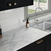 Wrens Calacatta Gloss Luxury Laminate Kitchen Worktop, 2 sides edged, 1.75m x 600mm x 38mm