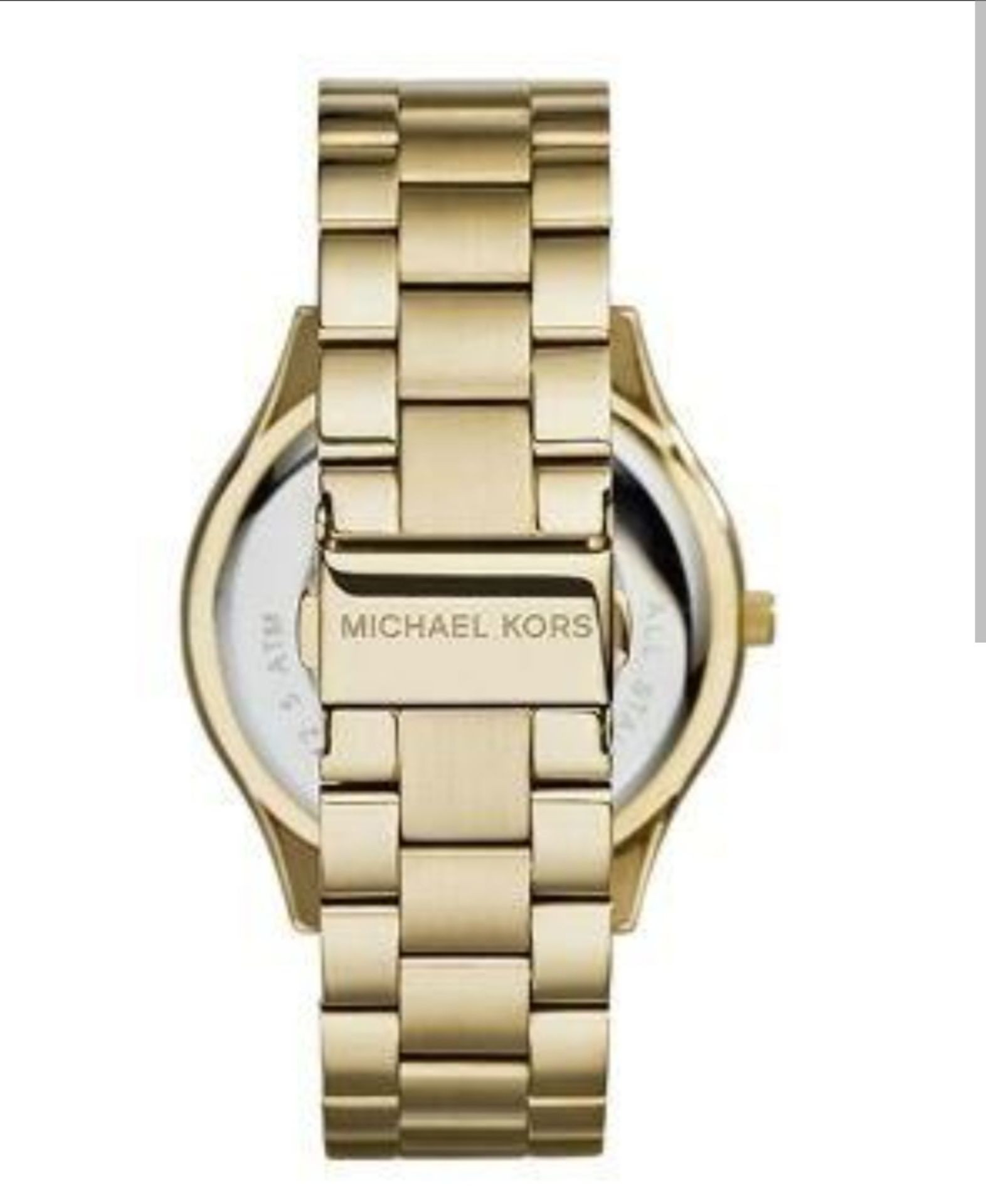 Michael Kors MK3478 Ladies Slim Runway Watch Gold Bracelet Black Dial - Image 7 of 9