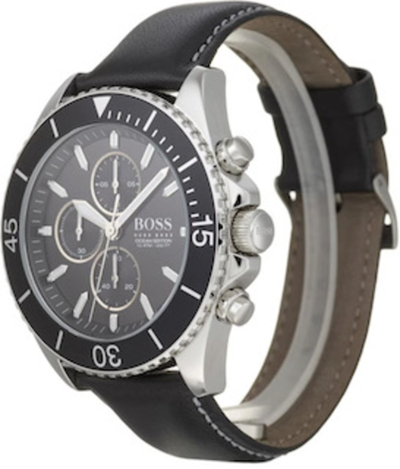 Hugo Boss 1513697 Men's Ocean Edition Black Leather Strap Chronograph Watch - Image 4 of 5