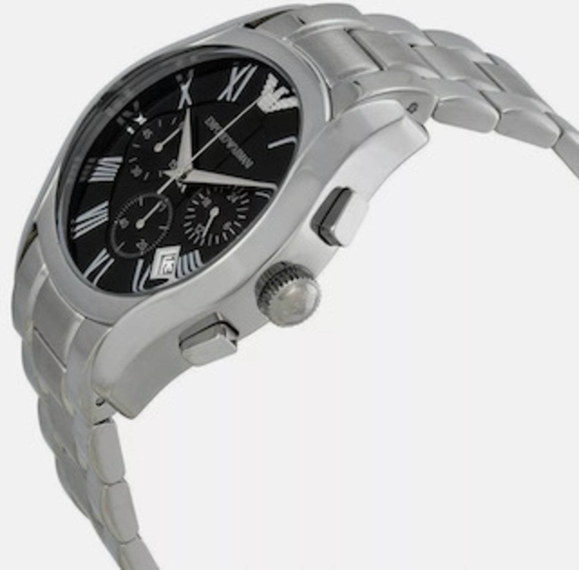 Emporio Armani AR0673 Men's Black Dial Silver Bracelet Quartz Chronograph Watch - Image 3 of 8