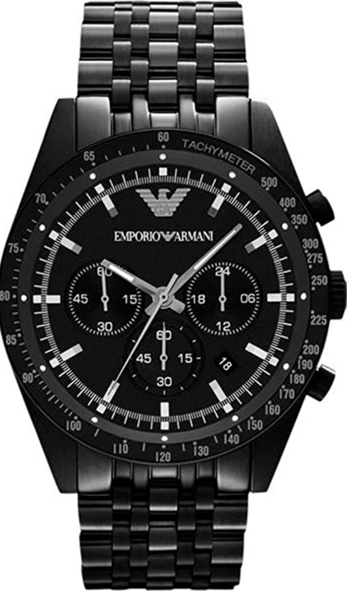 Emporio Armani AR5989 Men's Tazio Black Stainless Steel Bracelet Chronograph Watch - Image 2 of 9