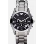 Emporio Armani AR0673 Men's Black Dial Silver Bracelet Quartz Chronograph Watch