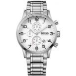 Hugo Boss Men's Aeroliner Silver Bracelet Chronograph Watch 1513182 Authentic Men's Classic
